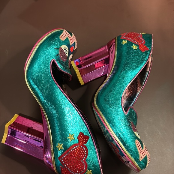 Irregular Choice Size 7.5/38 - Very Funky Teal and Pink 3" Star Shaped Heels - Picture 16 of 16